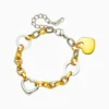 Pulsera De Acero Eslabones Bicolor Corazon