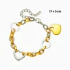 Pulsera De Acero Eslabones Bicolor Corazon