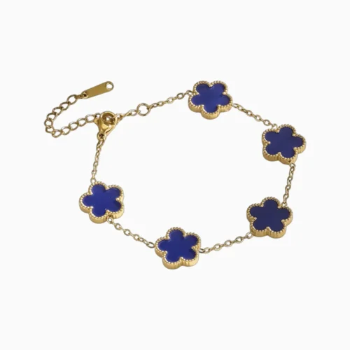 Pulsera De Acero Flor 5 Hojas Dorado