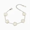 Pulsera De Acero Flor 5 Hojas Plateado Blanco