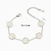 Pulsera De Acero Flor 5 Hojas Blanco