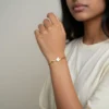 Pulsera De Acero Flor 5 Hojas Dorado Blanco