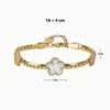 Pulsera De Acero Flor 5 Hojas Dorado Blanco