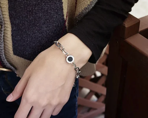 Pulsera De Acero Numeros Romanos Eslabones