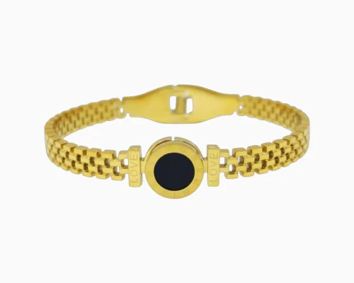 Pulsera De Acero Numeros Romanos Dorado