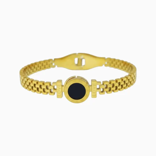 Pulsera De Acero Números Romanos Brazalete Dorado