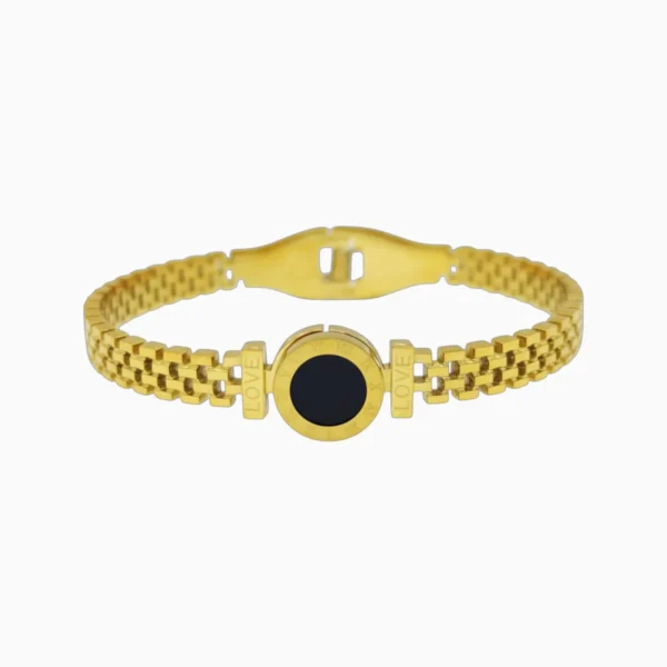 Pulsera De Acero Números Romanos Brazalete Dorado