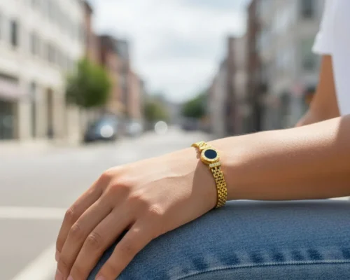 Pulsera De Acero Numeros Romanos Dorado