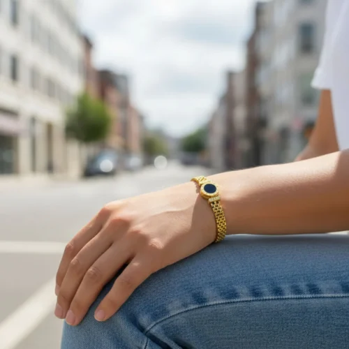 Pulsera De Acero Numeros Romanos Dorado