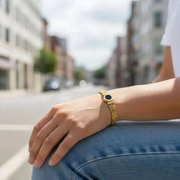 Pulsera De Acero Numeros Romanos Dorado