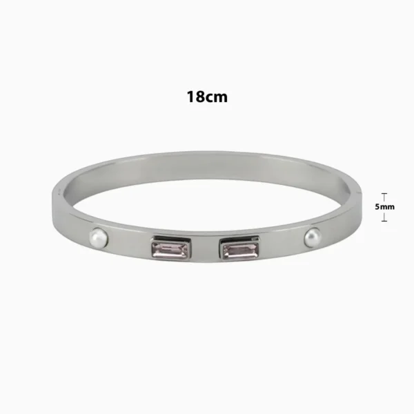 Pulsera De Acero Piedras Rosas