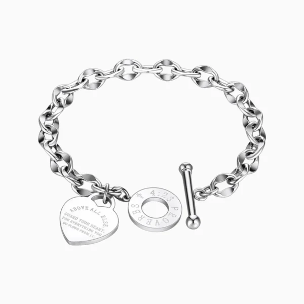 Pulsera De Acero Placa Corazon