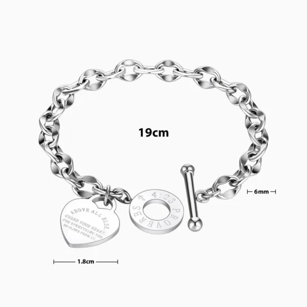 Pulsera De Acero Placa Corazon