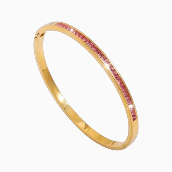 Pulsera De Acero Rigida Rosa Pave Pulsera De Acero Rigida Rosa Pave
