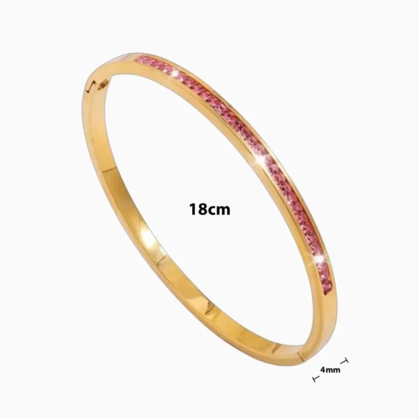 Pulsera De Acero Rigida Rosa Pave Pulsera De Acero Rigida Rosa Pave