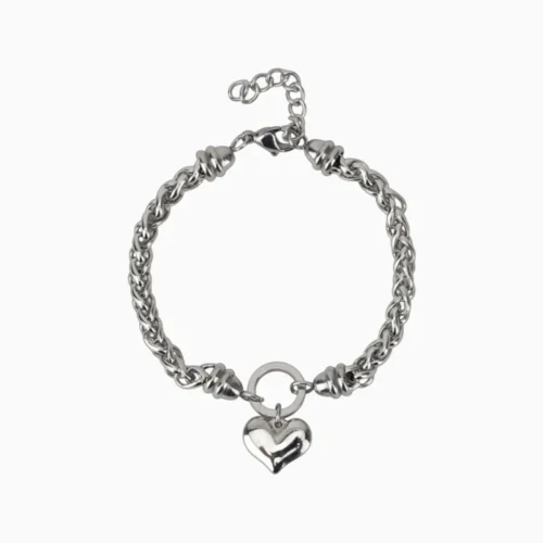 Pulsera De Acero Trenzado Corazon