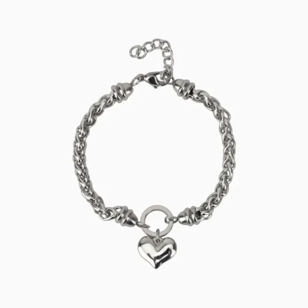 Pulsera De Acero Trenzado Corazon