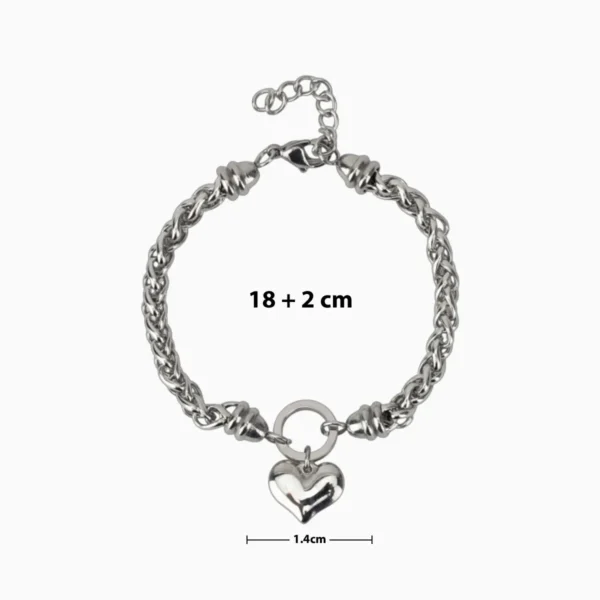 Pulsera De Acero Trenzado Corazon