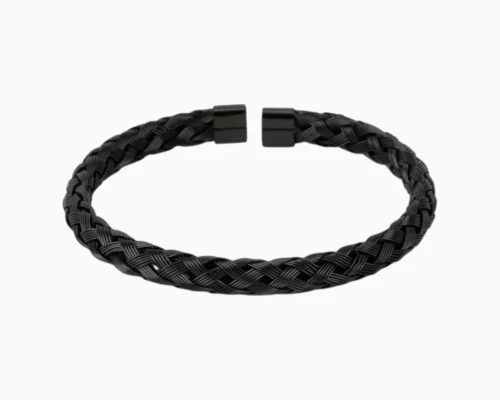 Pulsera De Acero Trenzado Negro