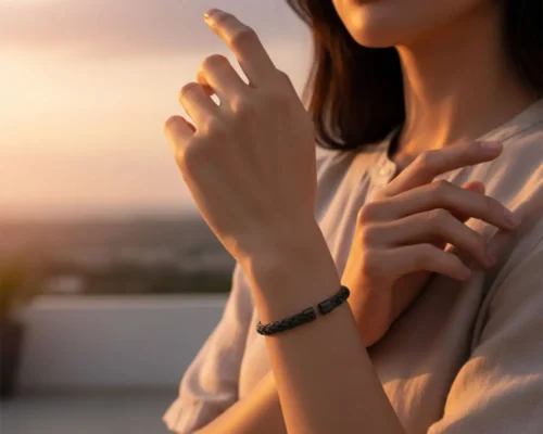 Pulsera De Acero Trenzado Negro