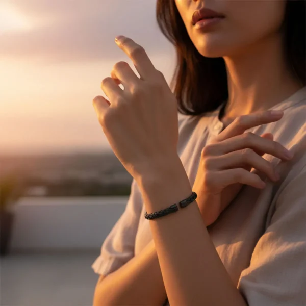 Pulsera De Acero Trenzado Negro
