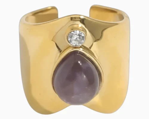 Anillo De Acero Amatista Ajustable