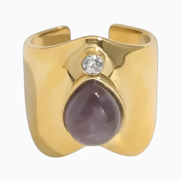 Anillo De Acero Piedra Ajustable Anillo De Acero Piedra Ajustable