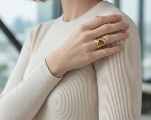 Anillo De Acero Amatista Ajustable