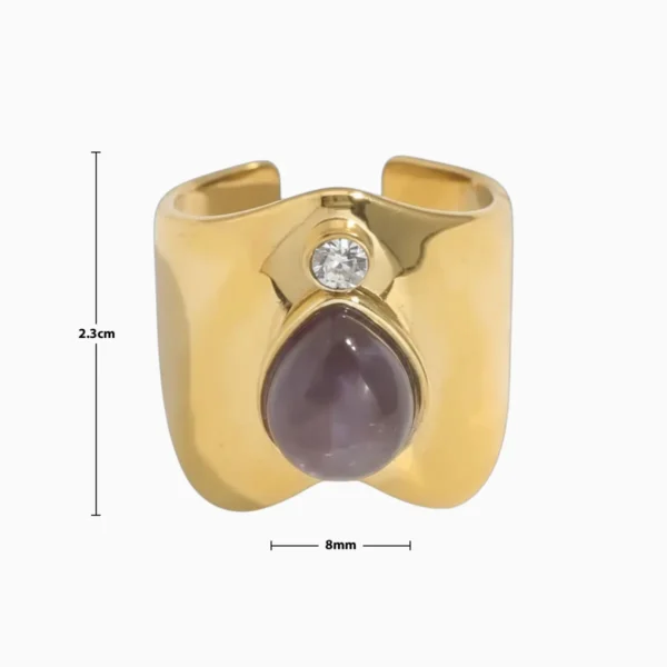 Anillo De Acero Amatista Ajustable