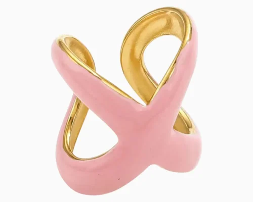 Anillo De Acero Bloom Rosa Ajustable