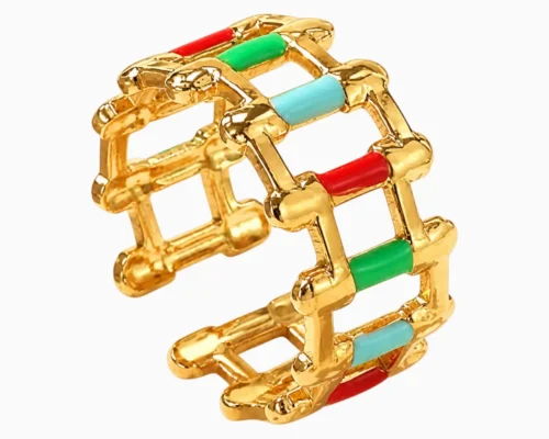 Anillo De Acero Cilindros Multicolor Ajustable