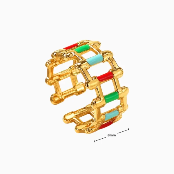Anillo De Acero Cilindros Multicolor Ajustable
