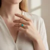 Anillo De Acero Corazon Azul Eslabones Anillo De Acero Corazon Azul Eslabones