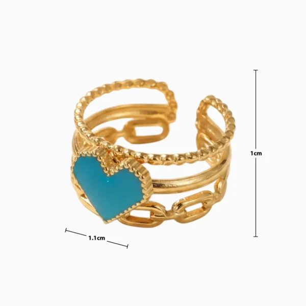 Anillo De Acero Corazon Azul Eslabones Anillo De Acero Corazon Azul Eslabones