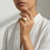 Anillo De Acero Corazon Blanco Ajustable