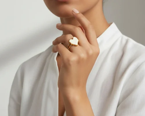 Anillo De Acero Corazon Blanco Ajustable