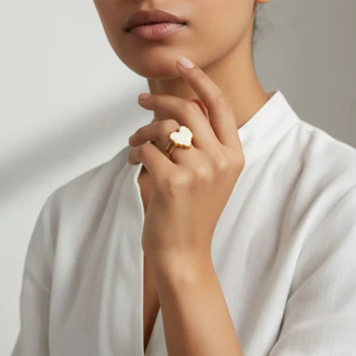 Anillo De Acero Corazon Blanco Ajustable