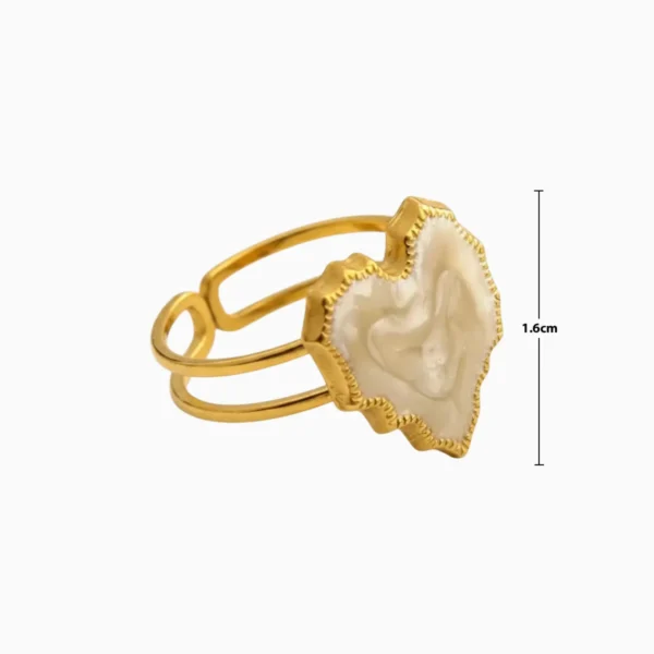 Anillo De Acero Corazon Blanco Ajustable