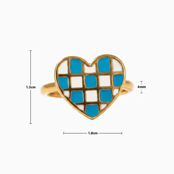 Anillo De Acero Corazon Blanco Y Azul Anillo De Acero Corazon Blanco Y Azul
