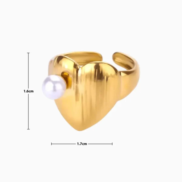 Anillo De Acero Corazon Con Perla