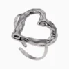 Anillo De Acero Corazon Organico Ajustable