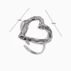 Anillo De Acero Corazon Organico Ajustable