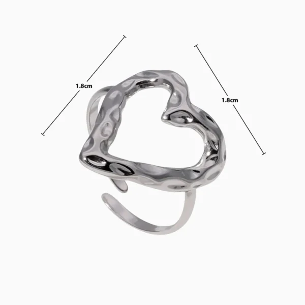 Anillo De Acero Corazon Organico Ajustable