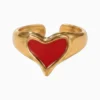 Anillo De Acero Corazon Ajustable