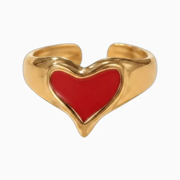 Anillo De Acero Corazon Ajustable