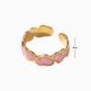 Anillo De Acero Corazones Rosas Ajustable