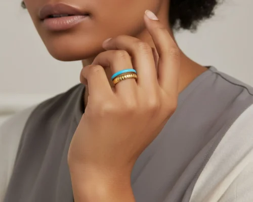 Anillo De Acero Doble Banda Azul