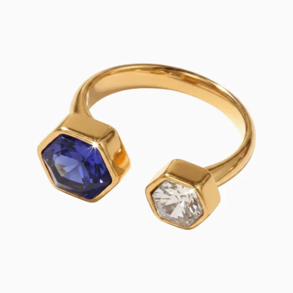 Anillo De Acero Doble Brillo Azul