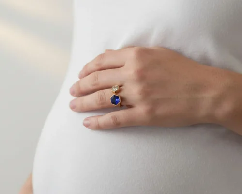 Anillo De Acero Doble Brillo Azul