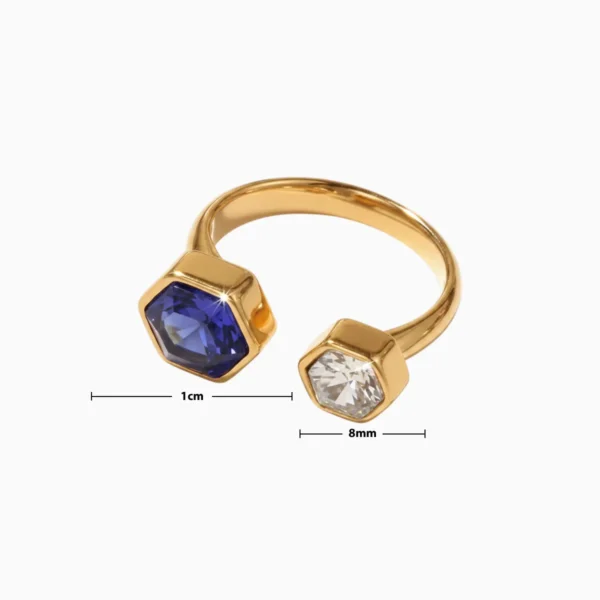 Anillo De Acero Doble Brillo Azul